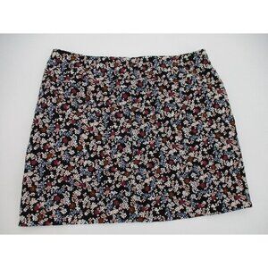 Ann Taylor LOFT Womens Skirt 16 Black Pink Blue Floral A Line Classic Business